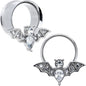 Clear Gem Bat Halloween Double Flare Tunnel Plug Set