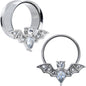 Clear Gem Bat Halloween Double Flare Tunnel Plug Set