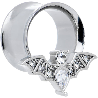 Clear Gem Bat Halloween Double Flare Tunnel Plug Set