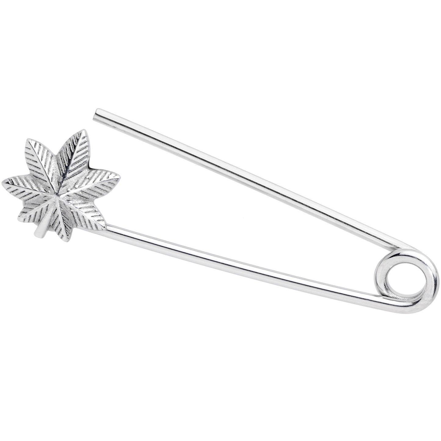 14 Gauge Pot Leaf Punk Rock Safety Pin Industrial Barbell 38mm