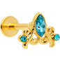 16 Gauge 5/16 Blue Gem Gold Tone Elegant Diadem Labret Monroe Tragus