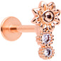 16 Gauge 5/16 Clear CZ Gem Rose Gold Tone Lil Sun Labret Monroe Tragus