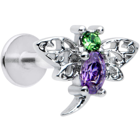 16 Gauge 5/16 Purple Green Gem Dragonfly Labret Monroe Tragus