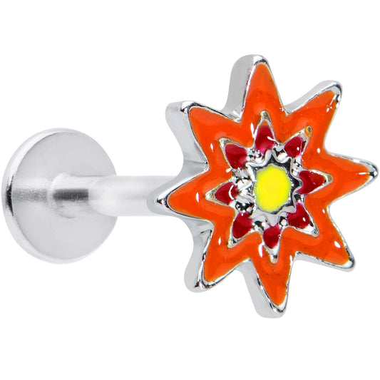 16 Gauge 5/16 Red Orange Yellow Fanciful Flower Labret Monroe Tragus