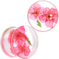 Clear Acrylic Color Pressed Flower Double Flare Plug Set