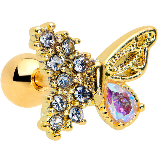 16 Gauge 1/4 Clear Aurora Gem Super Glam Butterfly Cartilage Tragus