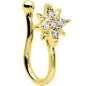 Clear Gem Gold Tone Compass Star Clip On Fake Nose Ring