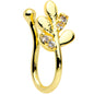 Clear Gem Gold Tone Leaves of Love Clip On Fake Nose Ring