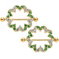 14 Gauge 25mm Gold Tone Clear Green Gem Floral Nipple Shield Set