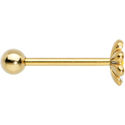 Gold Tone Whimsical Daisy Flower Barbell Tongue Ring