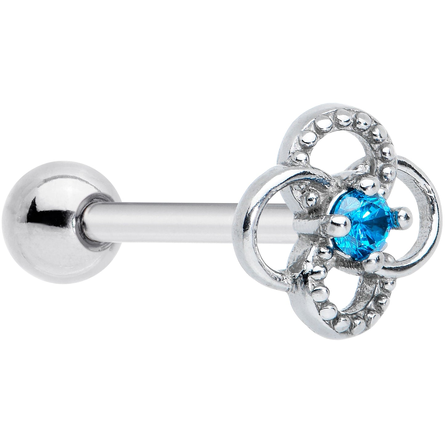 Blue Gem Celtic Knot Barbell Tongue Ring