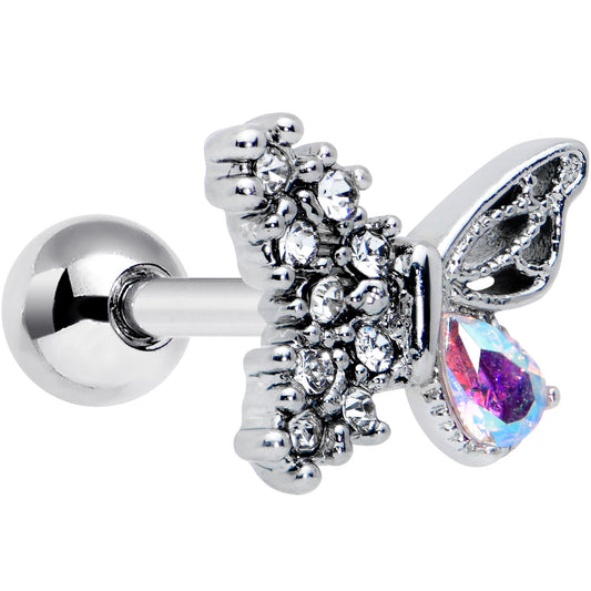 16 Gauge 1/4 Clear Gem Glam Butterfly Cartilage Tragus Earring