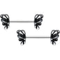 14 Gauge 1/2 Black Gem Abstract Bow Barbell Nipple Ring Set