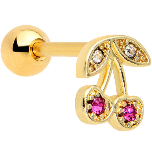16 Gauge 1/4 Clear Purple Gem Gold Tone Very Cherry Cartilage Tragus