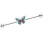 14 Gauge Clear Gem Bright Beauty Butterfly Industrial Barbell 38mm