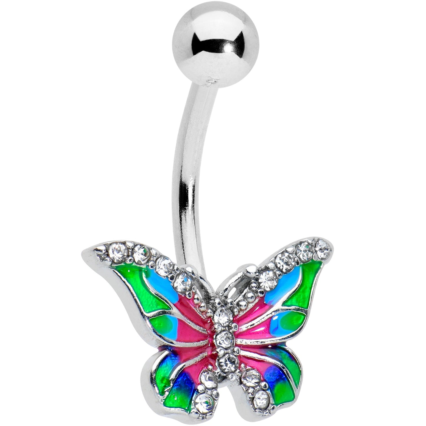 Clear Gem Bright Beauty Butterfly Belly Ring