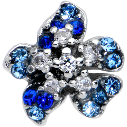 20 Gauge 1/4 Clear Blue Gem Evening Flower Nose Bone