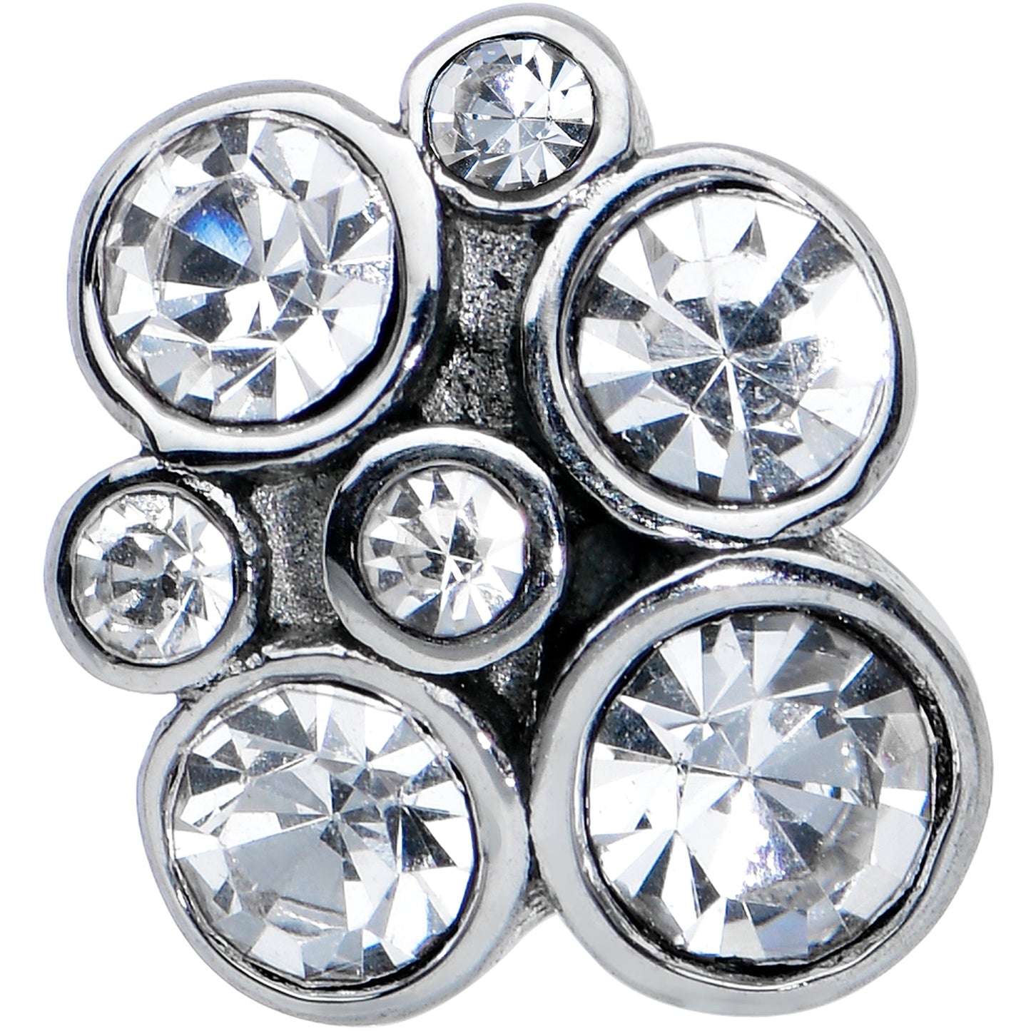 Clear CZ Gem Cluster Top Barbell Tongue Ring