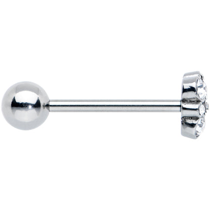 Clear CZ Gem Cluster Top Barbell Tongue Ring