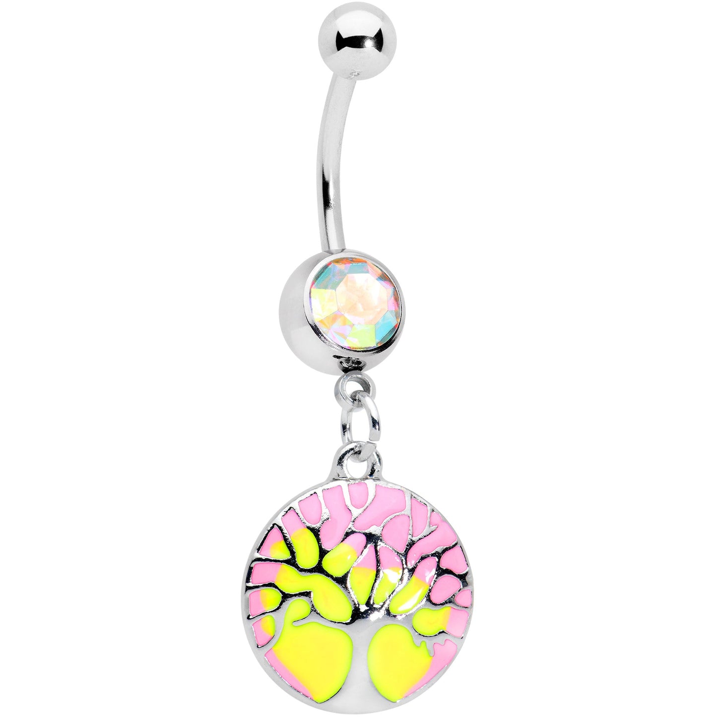 Aurora Gem Pastel Sunset Tree Dangle Belly Ring