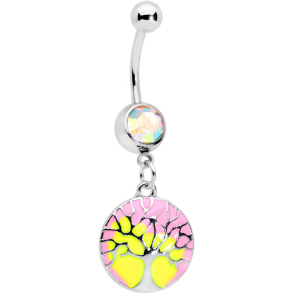 Aurora Gem Pastel Sunset Tree Dangle Belly Ring