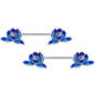 14 Gauge 9/16 Lovely Blue Lotus Flowers Barbell Nipple Ring Set