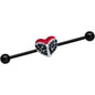 14 Gauge Black CZ Gem Black Unzipped Heart Industrial Barbell 38mm