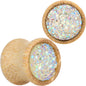 7/16 White Druzy Stone Wood Saddle Plug Set