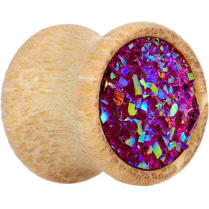 7/16 Pink Druzy Stone Wood Saddle Plug Set