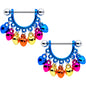 14 Gauge 9/16 Bulb Mardi Gras Dangle Nipple Shield Set