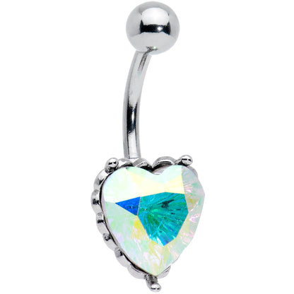 Clear CZ Gem Great Big Heart Valentines Day Belly Ring