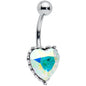 Clear CZ Gem Great Big Heart Valentines Day Belly Ring