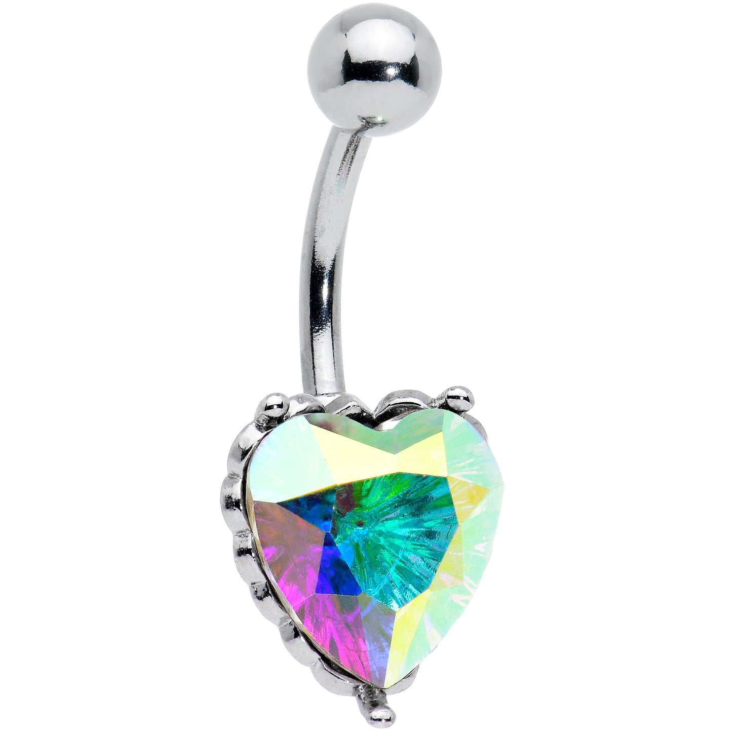 Clear CZ Gem Great Big Heart Valentines Day Belly Ring