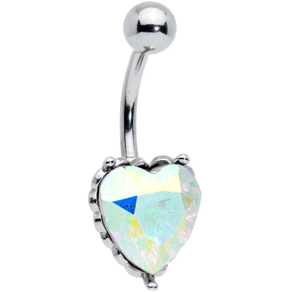 Clear CZ Gem Great Big Heart Valentines Day Belly Ring