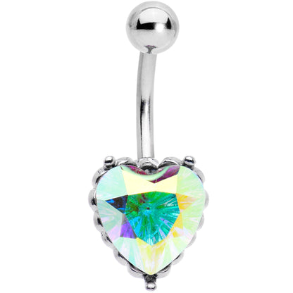 Clear CZ Gem Great Big Heart Valentines Day Belly Ring