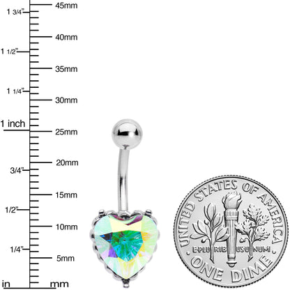 Clear CZ Gem Great Big Heart Valentines Day Belly Ring