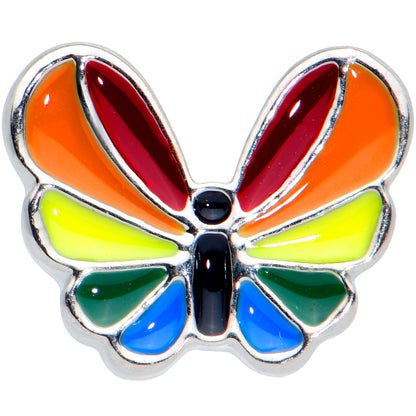 16 Gauge 5/16 Pride Rainbow Stripes Butterfly Labret Monroe Tragus