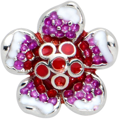 16 Gauge 5/16 Purple Red Flower in Flower Labret Monroe Tragus