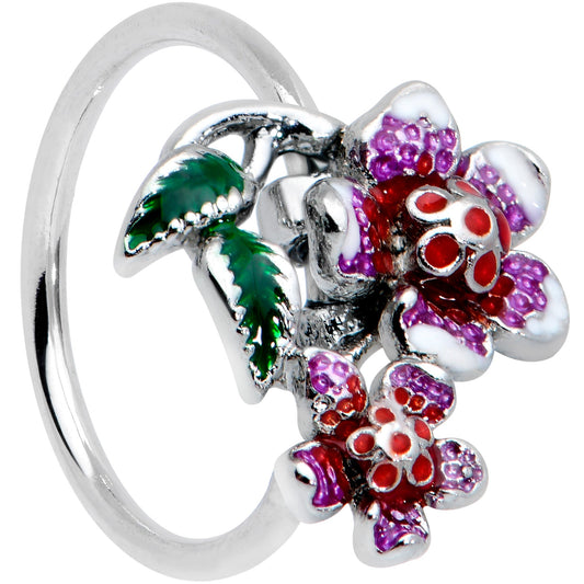 20 Gauge 5/16 Red Purple Flower in Flower Nose Hoop