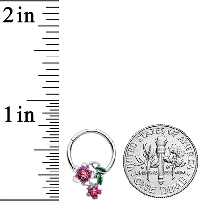 16 Gauge 3/8 Red Purple Flower in Flower Hinged Segment Ring