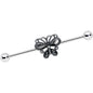 14 Gauge Black Gem Abstract Bow Industrial Barbell 38mm