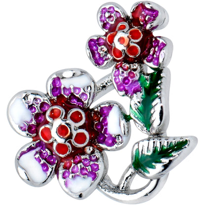 20 Gauge 1/4 Red Purple Flower in Flower Nose Bone