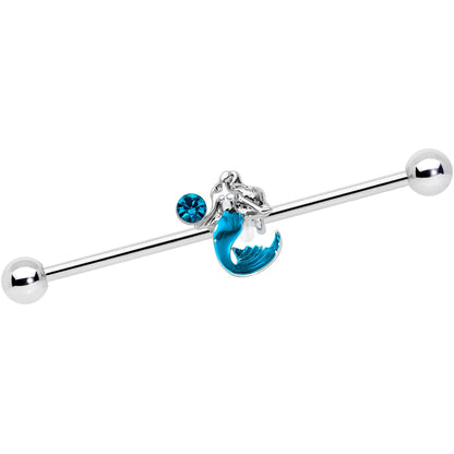 14 Gauge Blue Gem Blue Mermaid Industrial Barbell 38mm