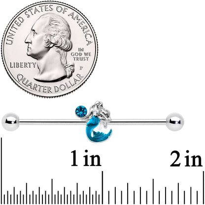 14 Gauge Blue Gem Blue Mermaid Industrial Barbell 38mm