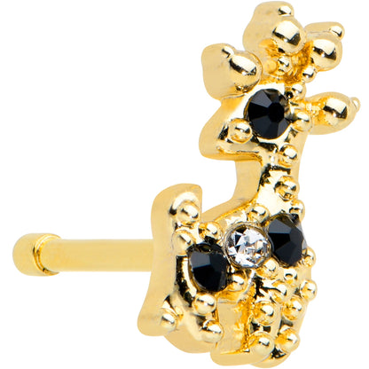 20 Gauge 1/4 Black Gem Gold Tone Decadent Deer Nose Bone