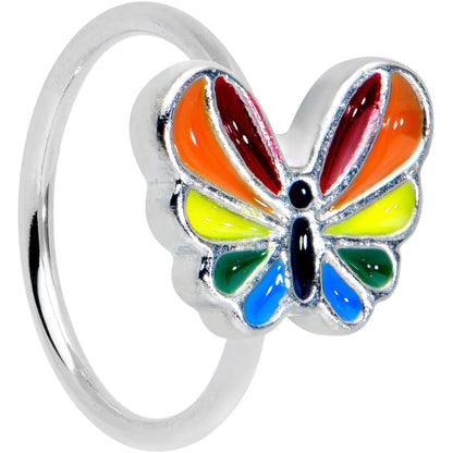 20 Gauge 5/16 Pride Rainbow Stripes Butterfly Nose Hoop