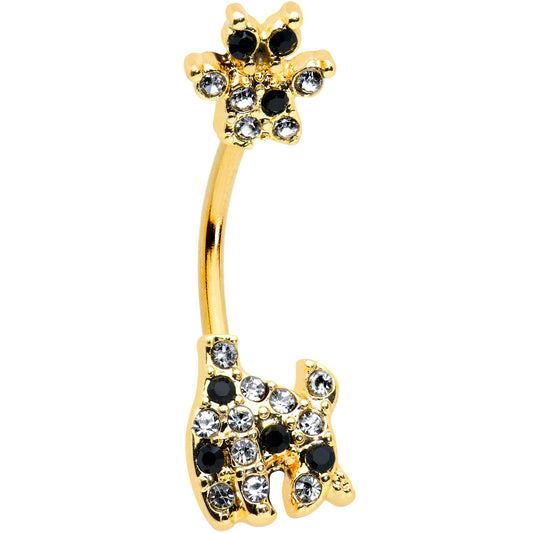 Clear Black Gem Gold Tone Decadent Deer Belly Ring