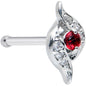 20 Gauge 1/4 Clear Red Gem Swirling Oval Nose Bone