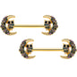 14 Gauge 5/8 Aurora Gem Gold Tone Owl Moon Barbell Nipple Ring Set