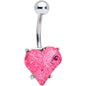 Pink Gem Heart Love Valentines Day Belly Ring